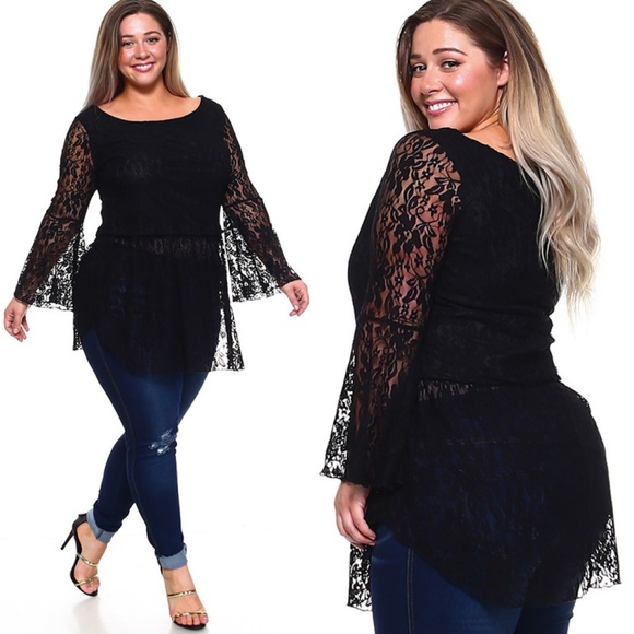 NEW Elegant Lace Top with Bell sleeves 456X - Picture 5 of 7